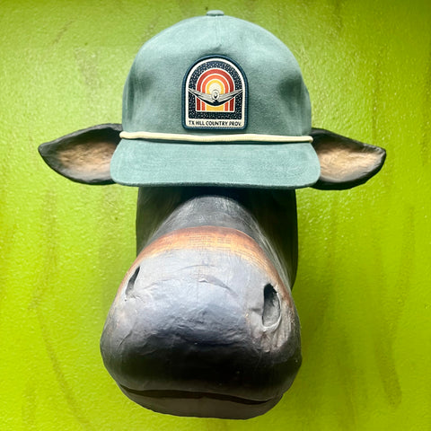 THC Provisions Hat Comic Sunset Sage/Natural Cap in Sage, with breathable cotton-blend fabric, and an adjustable snapback closure for all-day comfort – THCGUD2COS1BLGS. Available at Blair's Western Wear, Marble Falls, TX.