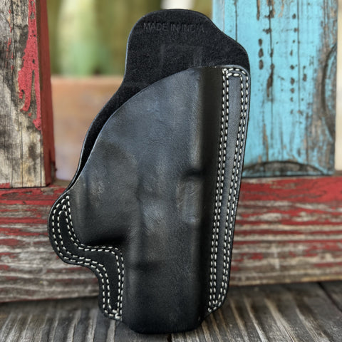 Unisex Leather Gun Holster Case in black, durable full-grain leather with precision-molded shape and strong metal clip - GCOV165BK. Available at Blair's Western Wear, Marble Falls, TX.