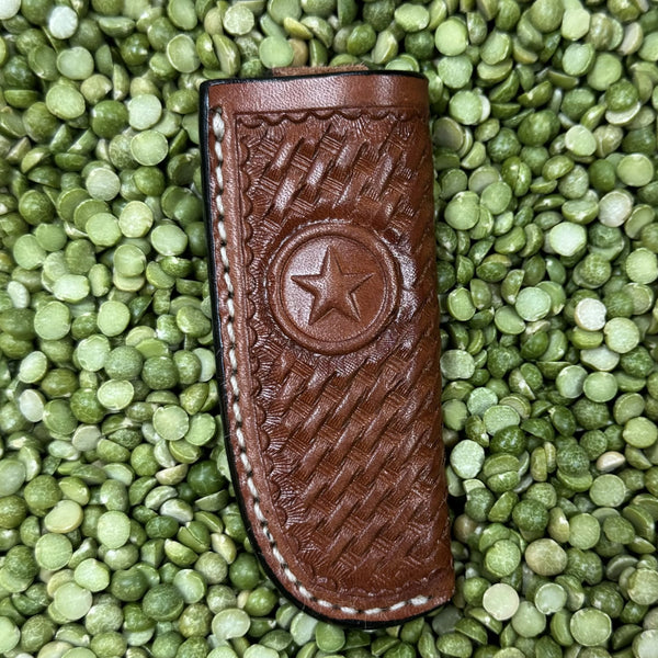 Tan Western Star Tooled Sheath - KS234 - Blair's Western Wear Marble Falls, TX