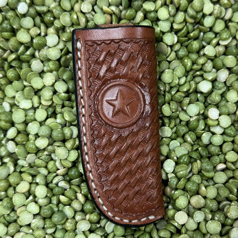 Tan Western Star Tooled Sheath - KS234 - Blair's Western Wear Marble Falls, TX