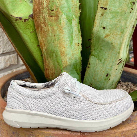Women's Ariat Hilo Casual Shoe in cream mesh, featuring open cell cushioning insole and lightweight FLX Foam™ sole - 10061254. Available at Blair's Western Wear, Marble Falls, TX.
