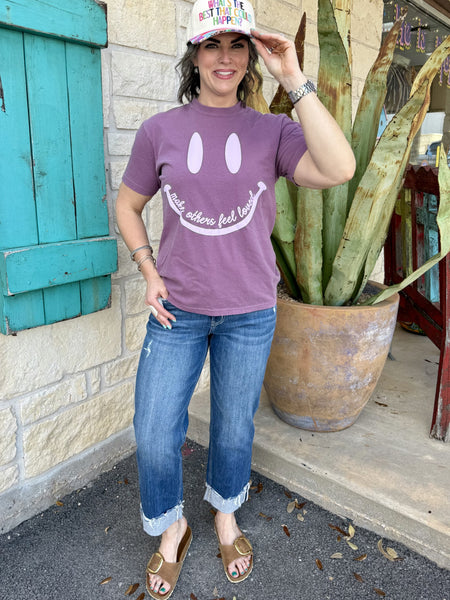 Women’s medium wash cropped straight leg denim jeans with cuffed frayed hem and mid-rise fit - LV1461. Available at Blair's Western Wear, Marble Falls, TX.