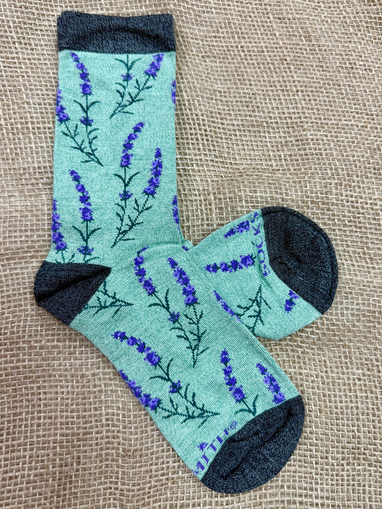 Women’s Socksmith Bamboo Lovely Lavender Socks in Green Heather, made from breathable bamboo blend, with seamless toe for irritation-free comfort - WNM2873. Available at Blair's Western Wear, Marble Falls, TX.