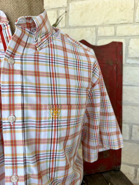 Men's Ariat Short Sleeve Button-Up Plaid Shirt
