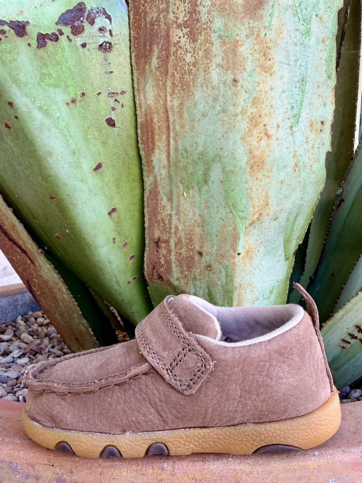 Infant Twisted X Brown Hook-and-Loop Moccasins