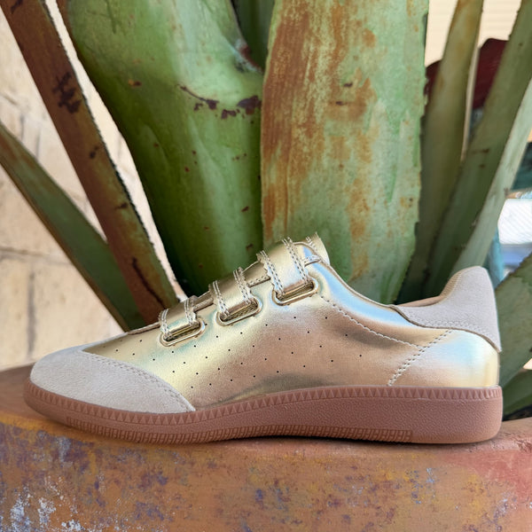 Women's Steve Madden Gold Velcro Platform Sneaker