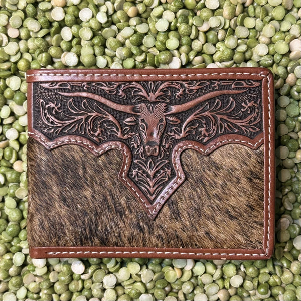 Men's Bifold Hair-On-Hide Longhorn Wallet