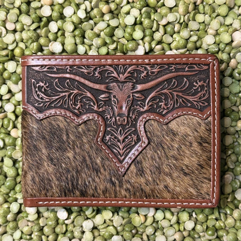 Men's Bifold Hair-On-Hide Longhorn Wallet