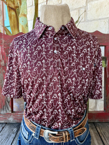 Men's maroon Texas camo pullover short sleeve shirt — Blair's Western Wear Marble Falls TX