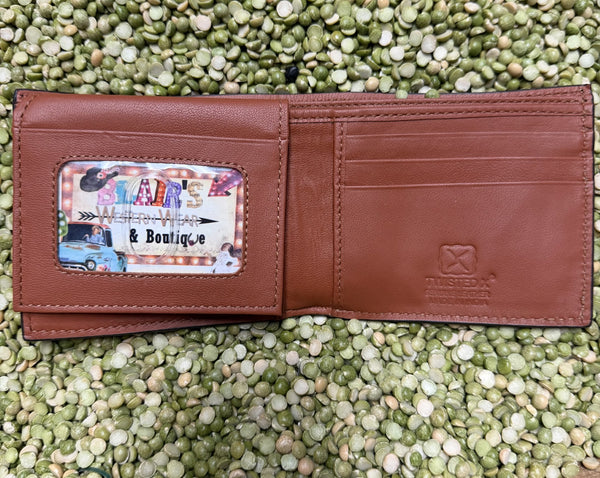 Men's Cognac Floral Tooled Leather Bifold Wallet