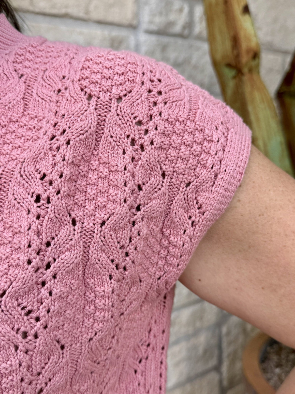 Women's Dusty Rose Cable Knit Mock Neck Top