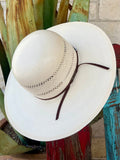 Men's American Hat Co. straw cowboy hat in natural and chocolate colors, features a 4.5" brim for sun protection with premium ventilation and a chocolate 2-cord hatband – TC8920. Available at Blair's Western Wear, Marble Falls, TX.