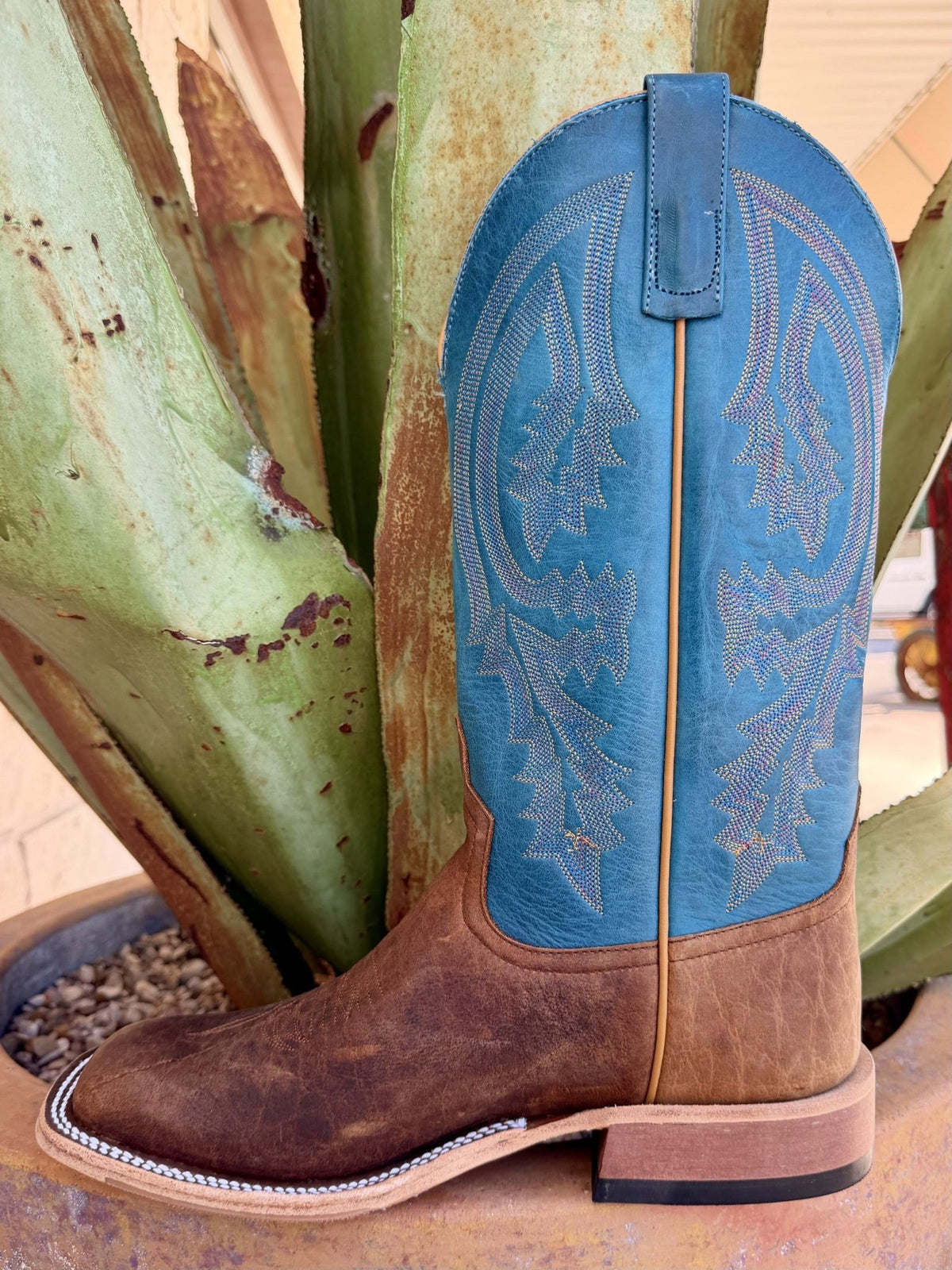 Anderson Bean Men's Brown Bison Blue Shaft Western Boots