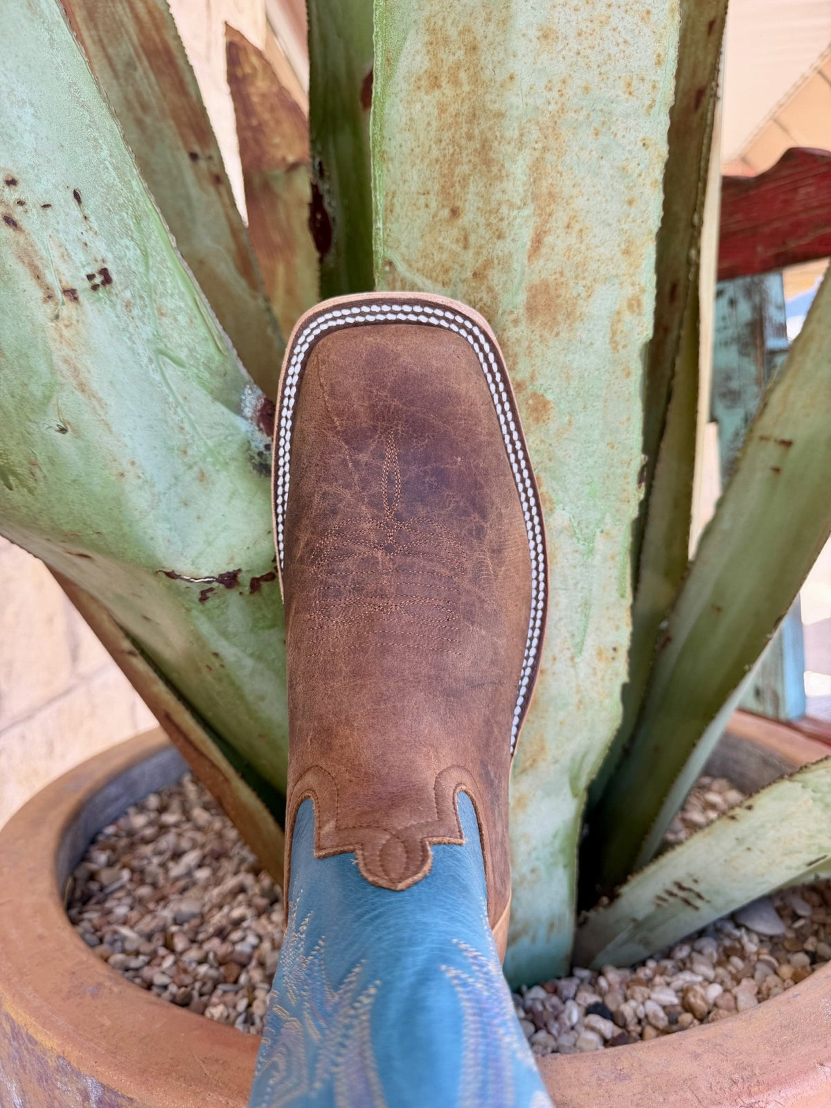 Anderson Bean Men's Brown Bison Blue Shaft Western Boots