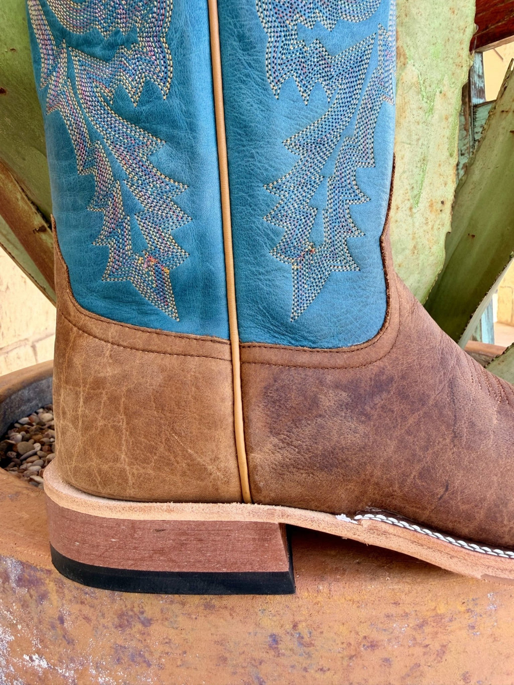 Anderson Bean Men's Brown Bison Blue Shaft Western Boots