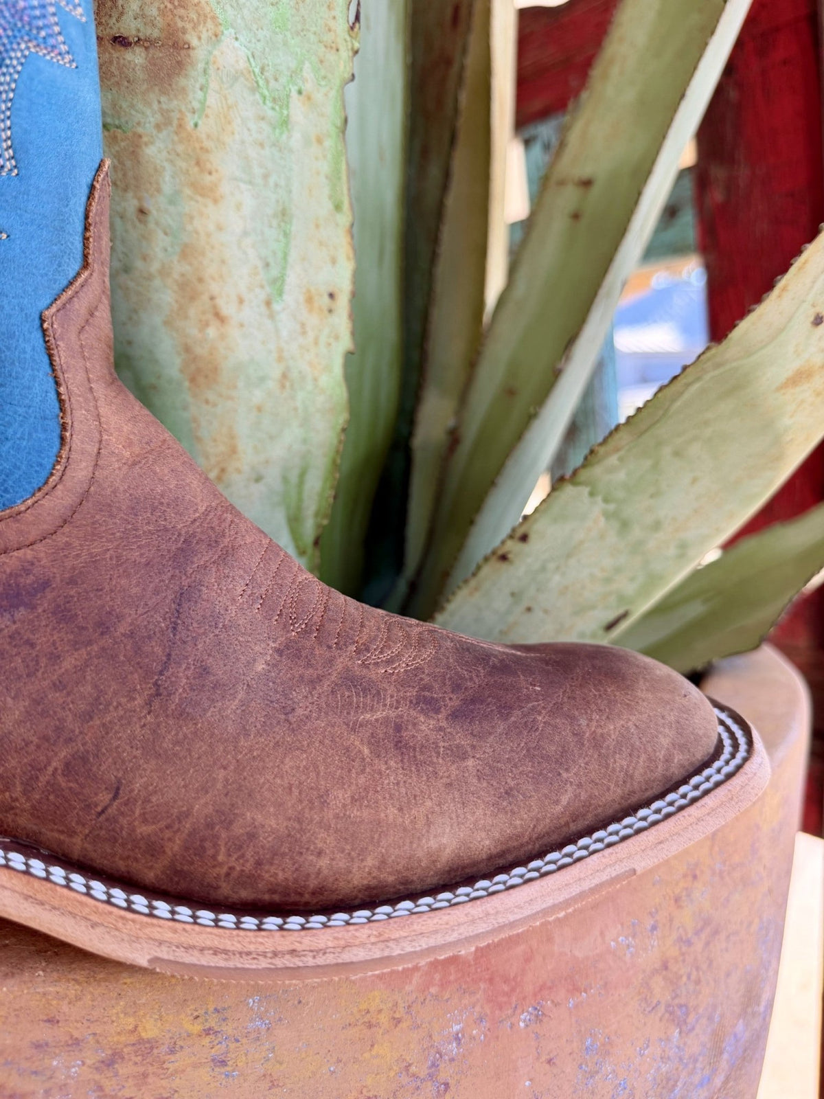 Anderson Bean Men's Brown Bison Blue Shaft Western Boots