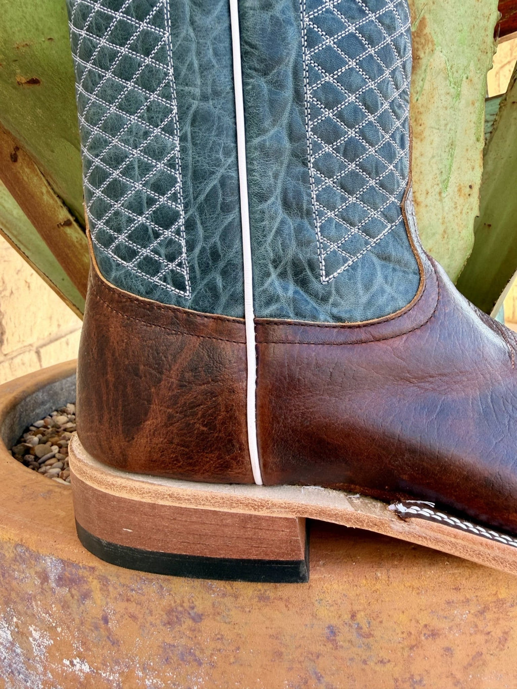 Anderson Bean Men's Chocolate Bison Blue Shaft Western Boots