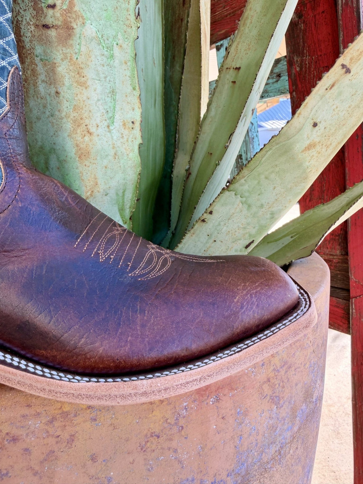Anderson Bean Men's Chocolate Bison Blue Shaft Western Boots