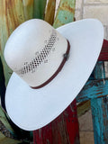 Ariat Western Straw Hat in white, premium shantung straw, and ventilated crown design for cooling airflow - A73342. Available at Blair's Western Wear, Marble Falls, TX.