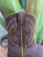 Kids Ariat Boot in Brown/Lime Green/Orange/Purple - 10036040 - Blair's Western Wear Marble Falls, TX