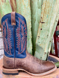 Men's Ariat Leather Boots in Bone and Honorable Blue, featuring six-row stitch pattern and TekStep technology for comfort - 10053581. Available at Blair's Western Wear, Marble Falls, TX.