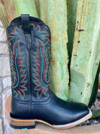 Women's Ariat Frontier Tilly Leather Boots in Obsidian, crafted with ATS technology and TekStep cushioning, featuring detailed stitch embroidery - 10061180. Available at Blair's Western Wear, Marble Falls, TX.