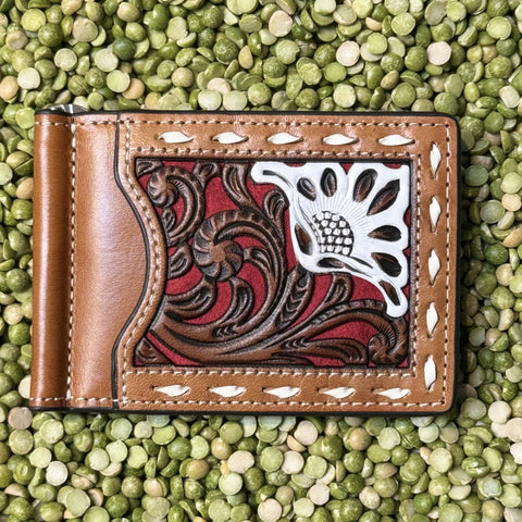 Men's Bifold Tooled Leather Whip Stitch Wallet