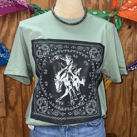 Women's Bandana Bucker Bronc Rider Graphic Tee