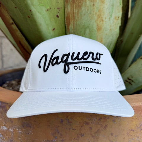 Men's Vaquero white and black performance logo embroidered cap — Blair's Western Wear Marble Falls TX