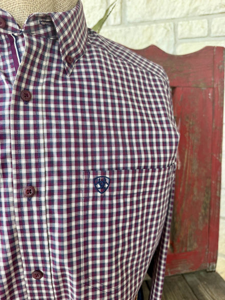 Men's Ariat Purple Check Long Sleeve Button-Up Shirt