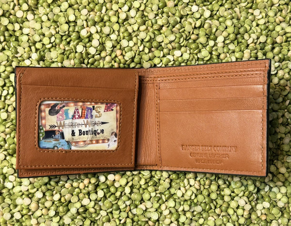 Men's Bifold Tooled Rawhide Wallet
