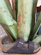 Men's warm brown natural leather sandal with two adjustable buckle straps, contoured cork footbed, and lightweight EVA outsole — Blair's Western Wear Marble Falls TX