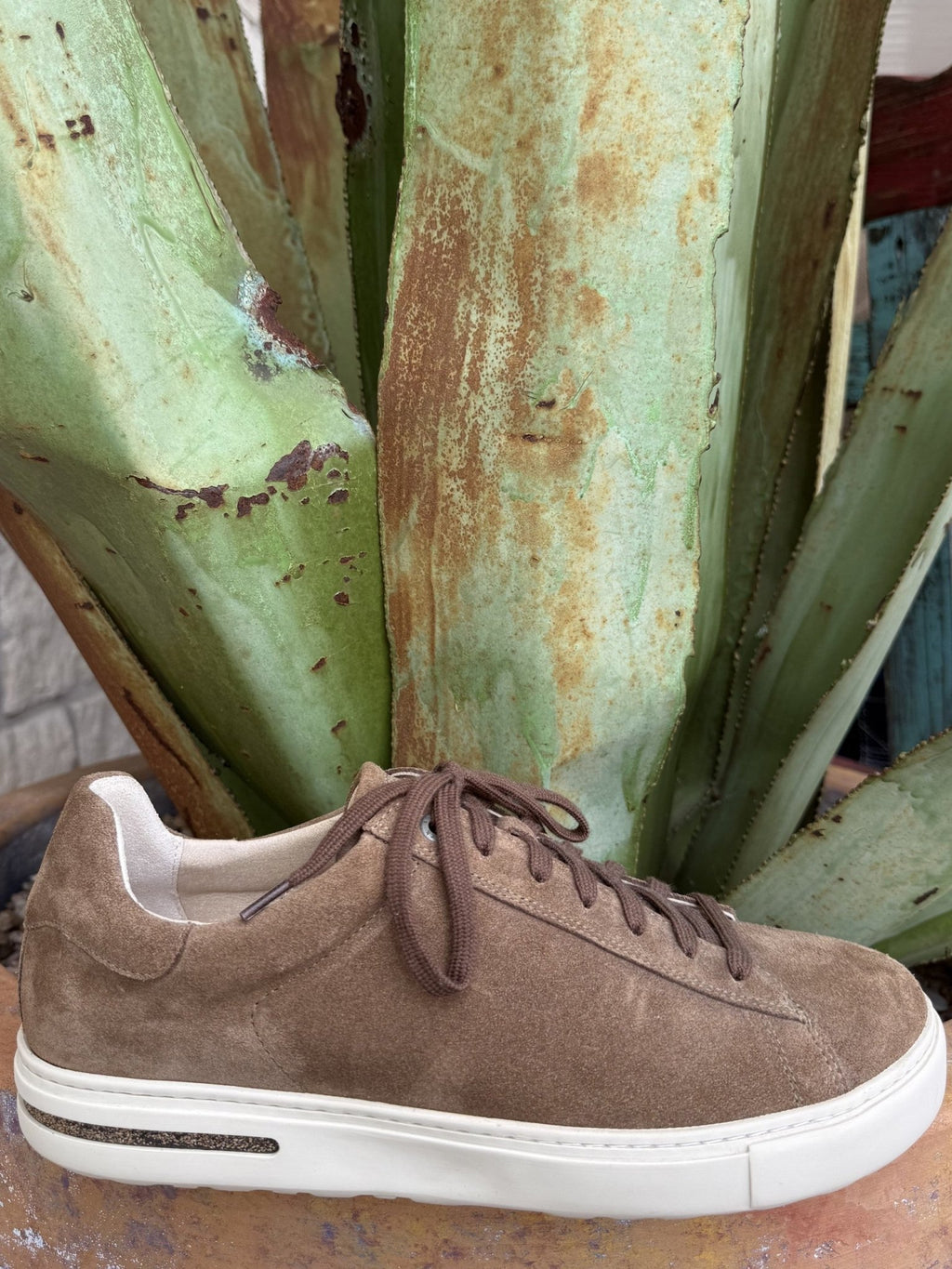 Men’s Dark Tea suede Bend Low sneaker with removable cork-latex footbed — Blair’s Western Wear Marble Falls TX