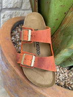 Birkenstock Women's Arizona Burnt Orange Oiled Leather Soft Footbed Sandal