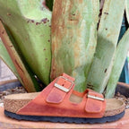 Birkenstock Women's Arizona Burnt Orange Oiled Leather Soft Footbed Sandal