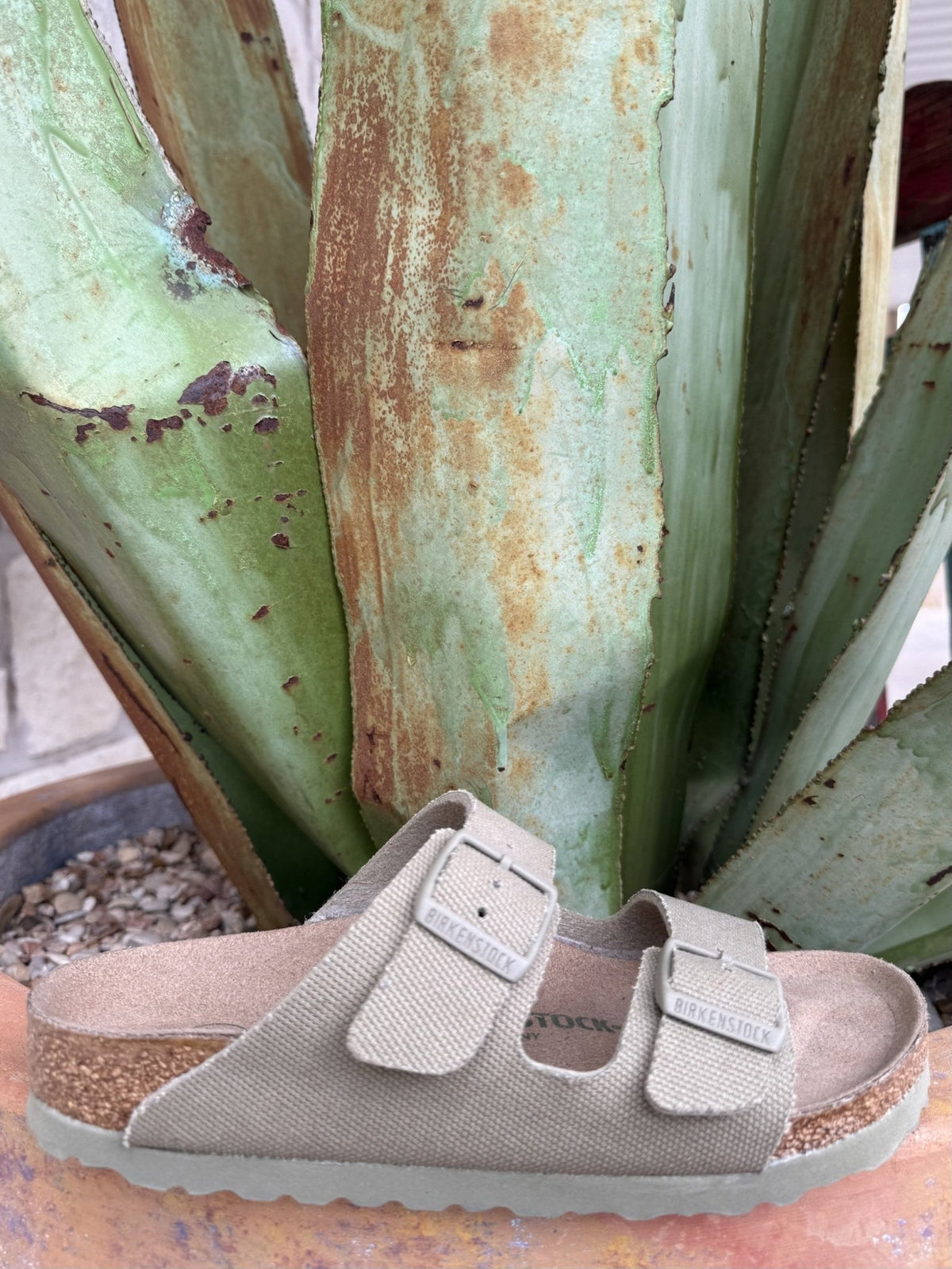 Birkenstock Women's Arizona Khaki Canvas Vegan Sandal