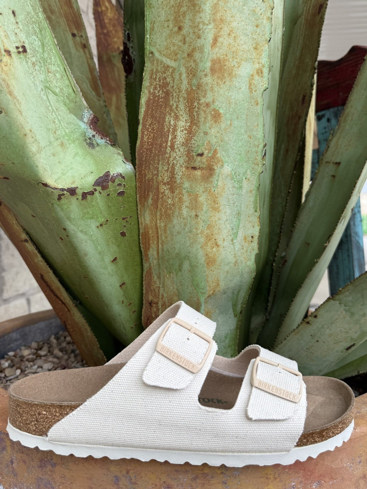 Birkenstock Women's Arizona Natural Canvas Vegan Sandal