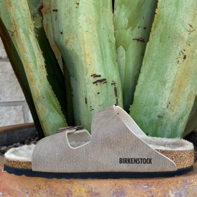 Birkenstock Women's Arizona Taupe Suede Shearling Sandal