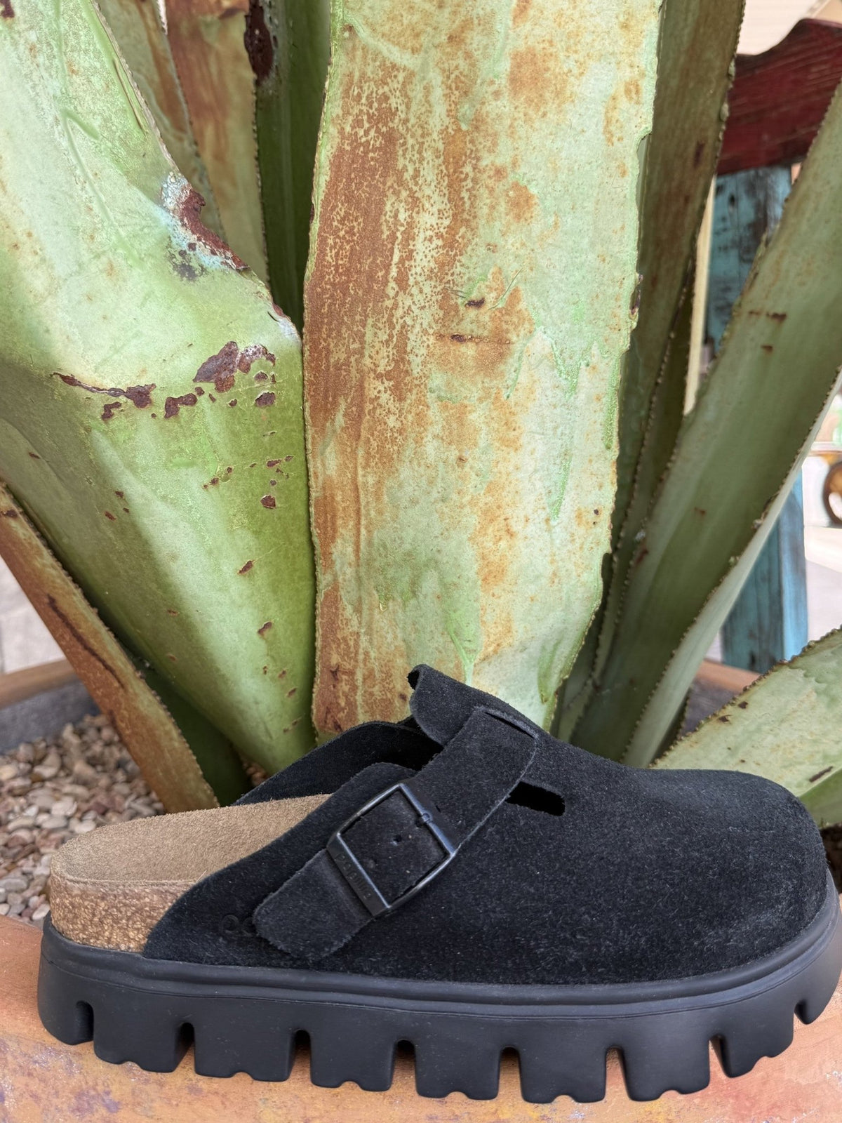 Birkenstock Women's Boston Black Suede Platform Clog