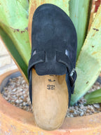 Birkenstock Women's Boston Black Suede Platform Clog