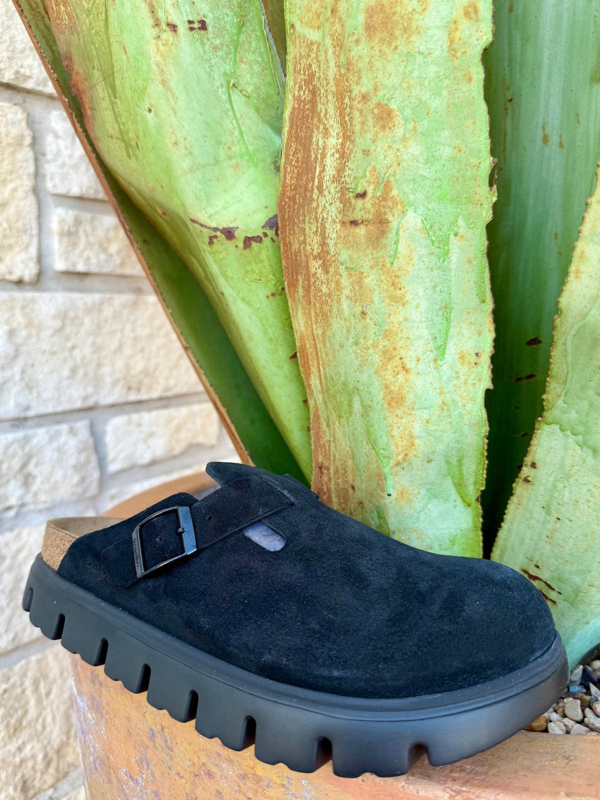 Birkenstock Women's Boston Black Suede Platform Clog