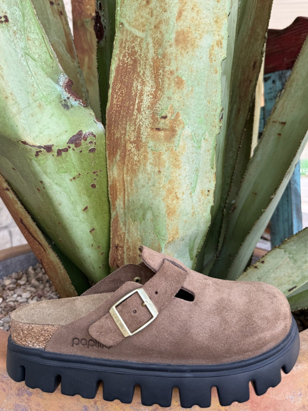 Birkenstock Women's Boston Chunky Dark Tea Suede Platform Clog
