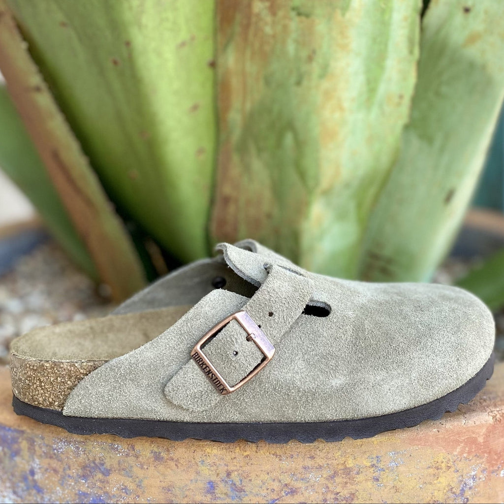 Birkenstock Women's Boston Taupe Soft Suede Clog