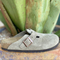 Birkenstock Women's Boston Taupe Soft Suede Clog