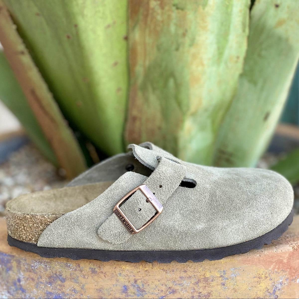 Birkenstock Women's Boston Taupe Soft Suede Clog