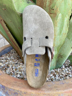 Birkenstock Women's Boston Taupe Soft Suede Clog