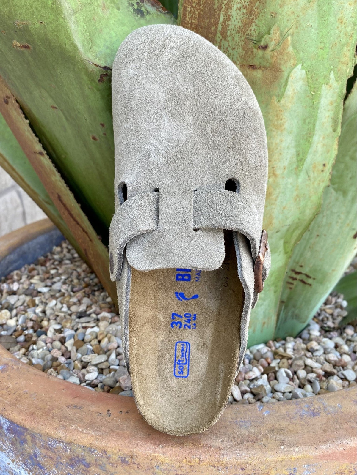 Birkenstock Women's Boston Taupe Soft Suede Clog