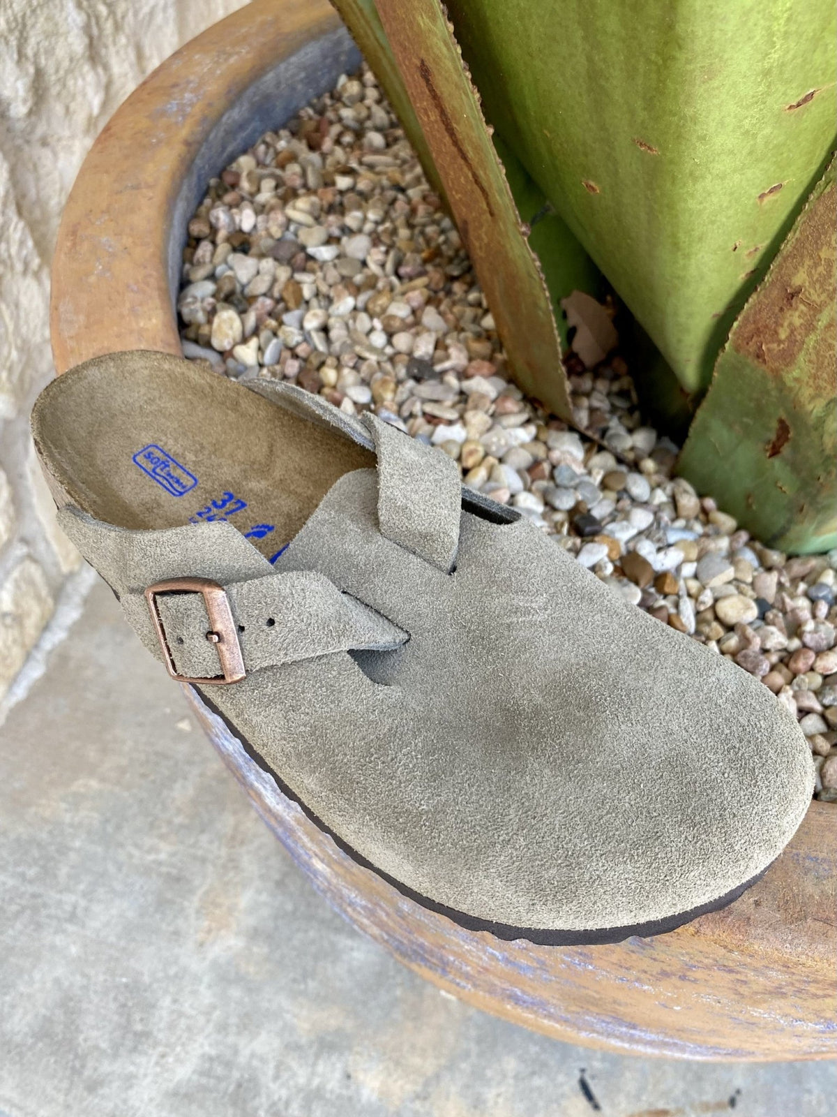 Birkenstock Women's Boston Taupe Soft Suede Clog