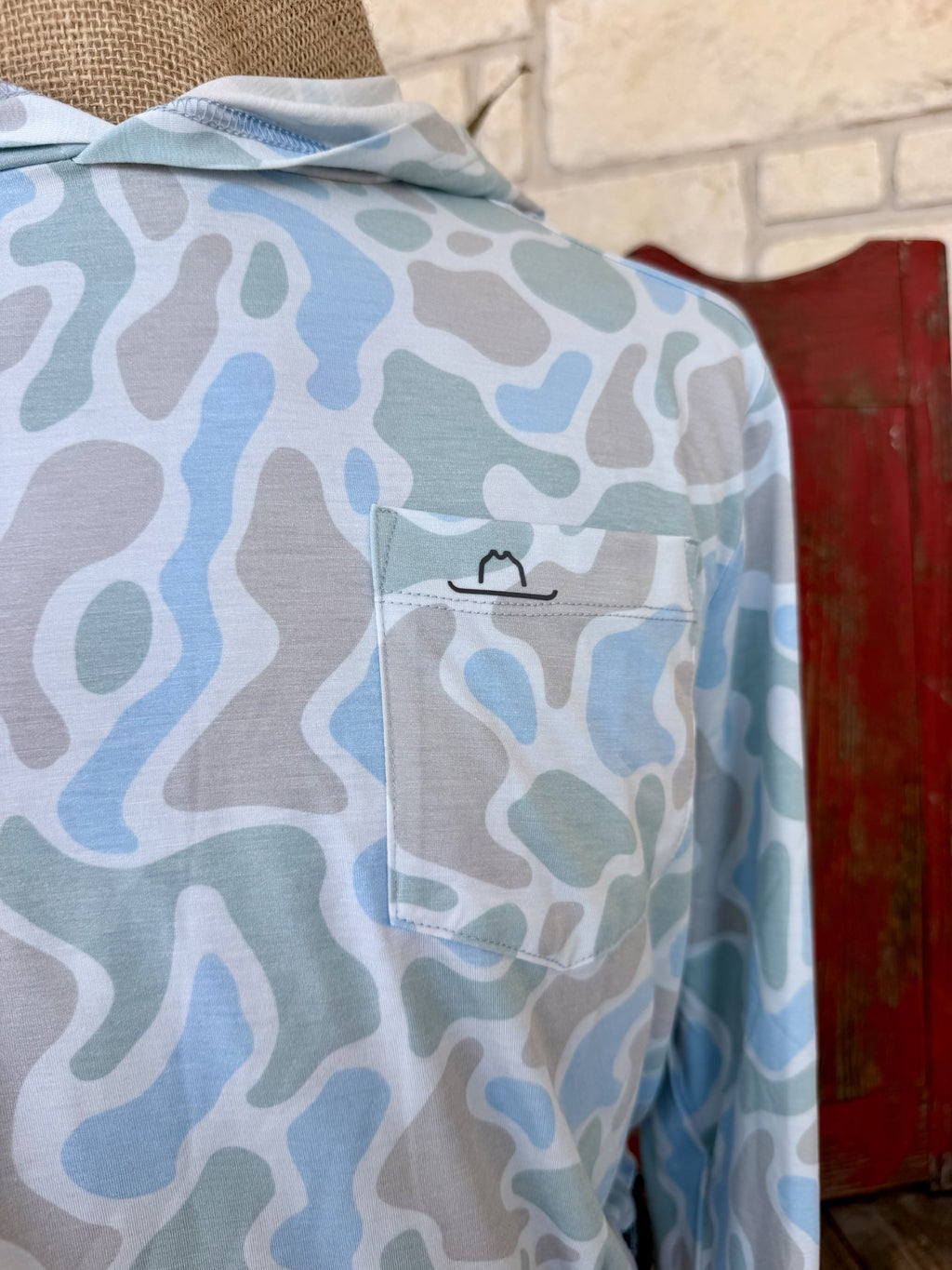 Men's Light Blue Camo Pocket Hoodie
