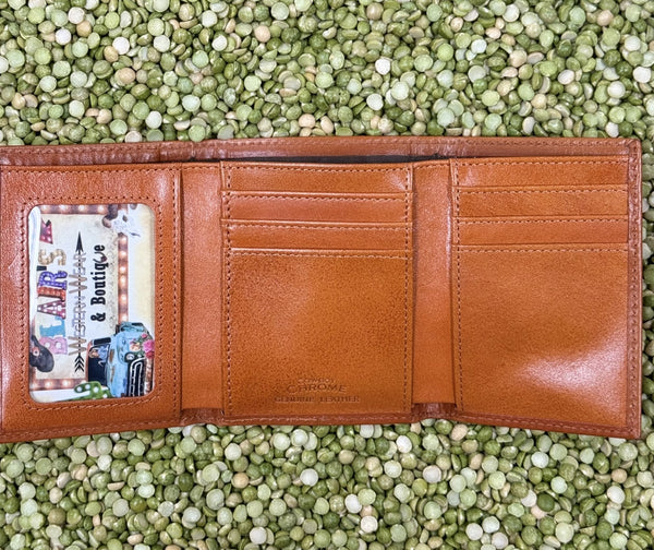 Men's Basketweave Praying Cowboy Concho Trifold Wallet
